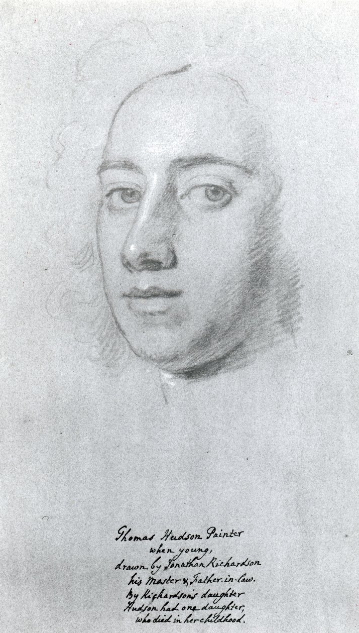 Thomas Hudson (1701-79) (kağıt üzerinde tebeşir) by Jonathan Richardson