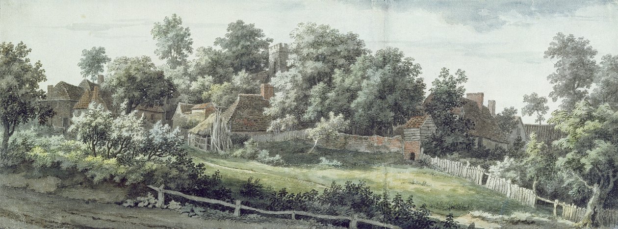 Harbledown, Canterbury yakınlarında, 1757 (kağıt üzerinde grafit üzerine kalem ve gri mürekkepli tuvalet) by Jonathan Skelton