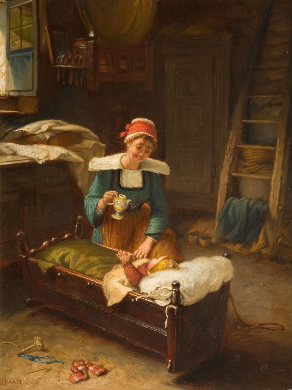 Anne ve Çocukla İç Mekan, 1911. by Jonathon Pratt
