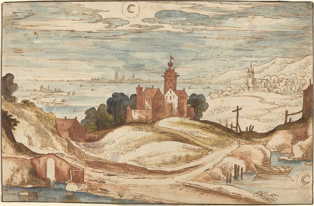 Bir Tepede Chateau ile Manzara by Joos de Momper II