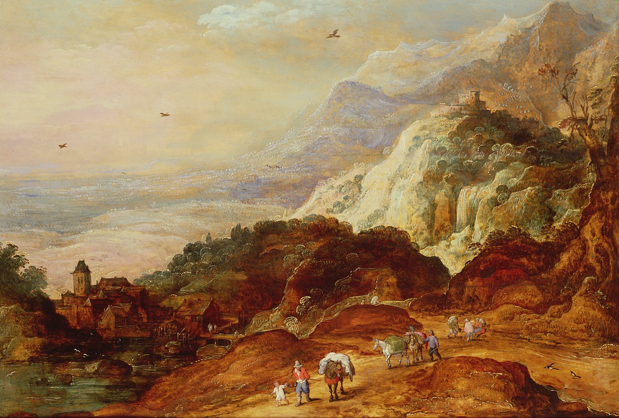 Figürler ve Katırlarla Dağlık Bir Manzara by Joos or Josse de Momper