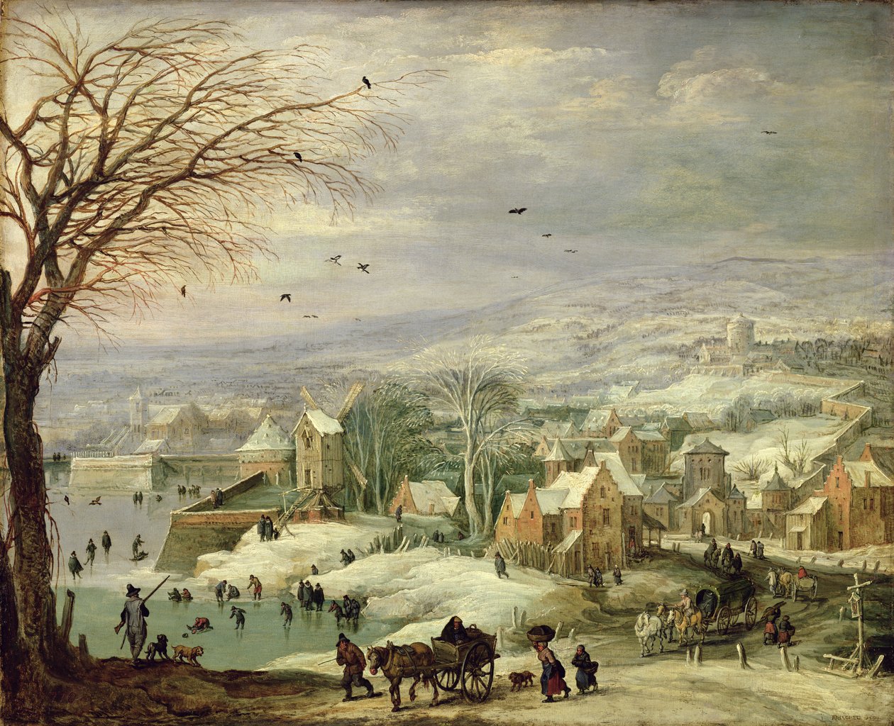 Kışın Köy Manzarası, c.1615-20 (bakır üzerine yağ by Joos or Josse de Momper