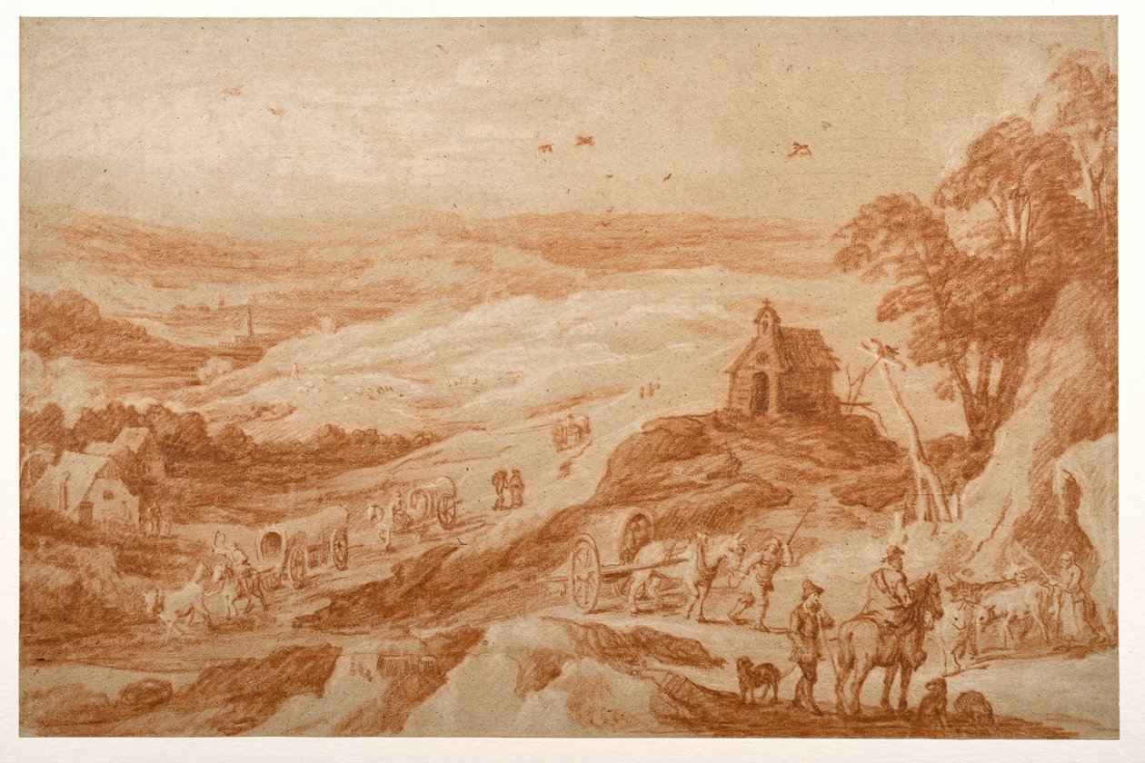 Figürler, sığırlar ve vagonlarla manzara by Joos or Josse de The Younger Momper