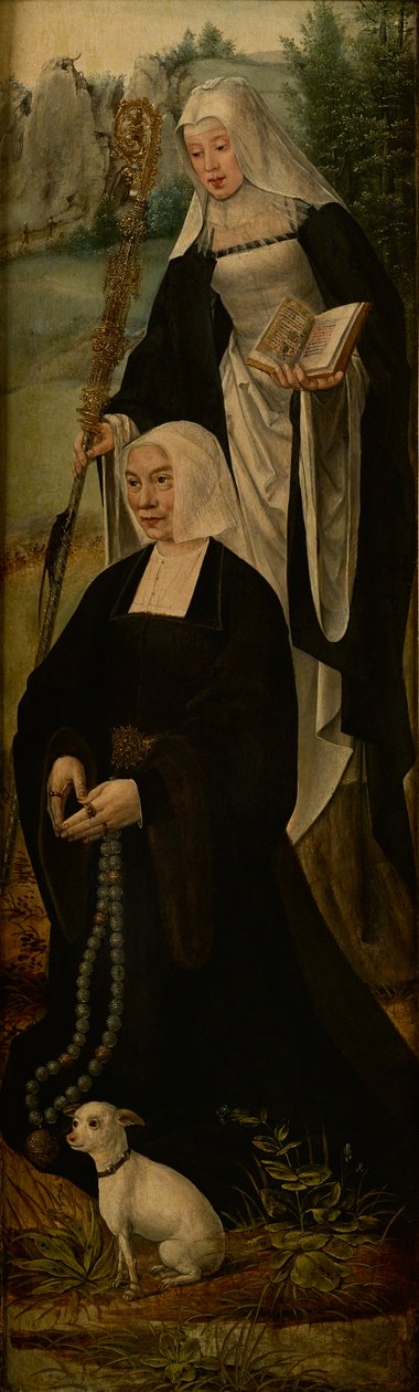 Aziz Monica ve bir donör, bir sunak parçasının bir kanadı (panelde yağ) by Joos van (follower of) Cleve