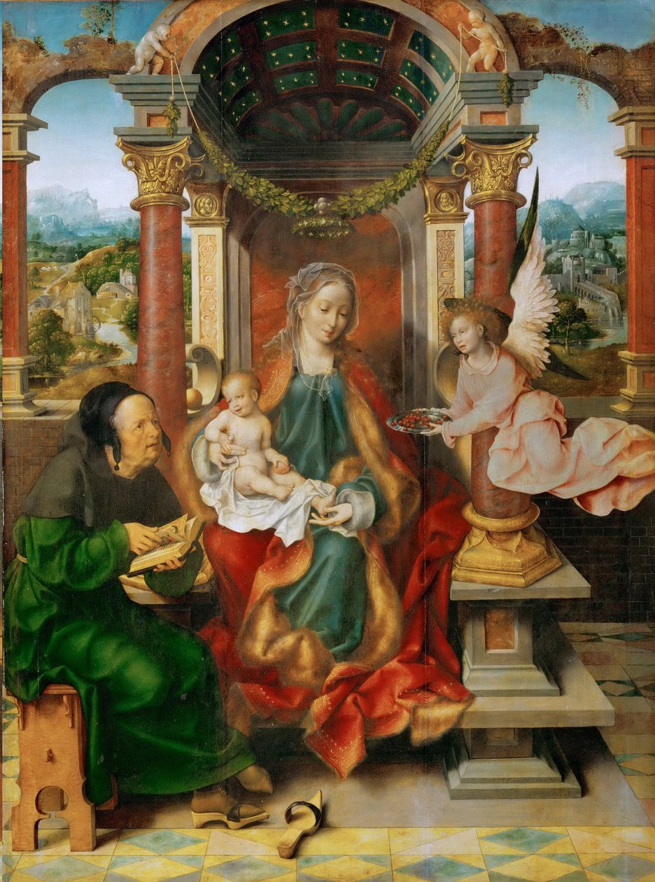 Erken Hollanda Sanatı : The Madonna and Child with Saint Joseph (Kanatlı Sunak, orta panel) par Cleve, Joos van (yaklaşık 1485-1540), yaklaşık 1530. Ahşap üzerine yağlı boya, 94,5x70. Sanat Tarihi Müzesi, Viyana by Joos van Cleve