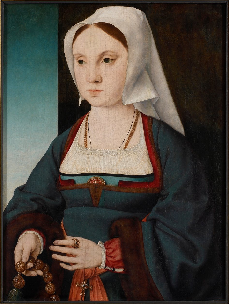 Tesbihli genç bir bayanın portresi, 1514-1519. by Joos van Cleve