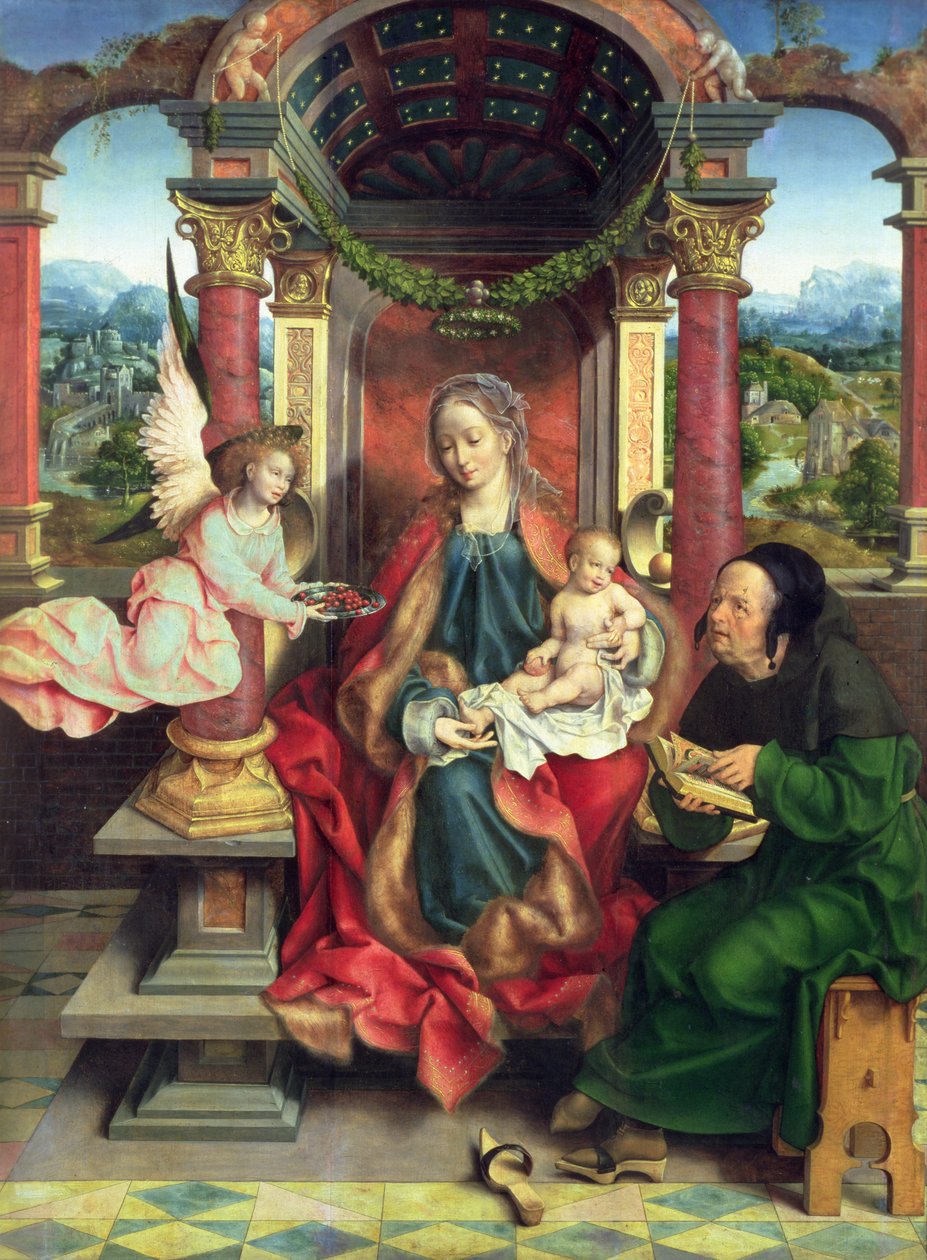 Kutsal Aile, bir triptik orta panel, c.1530 (panel) by Joos van Cleve