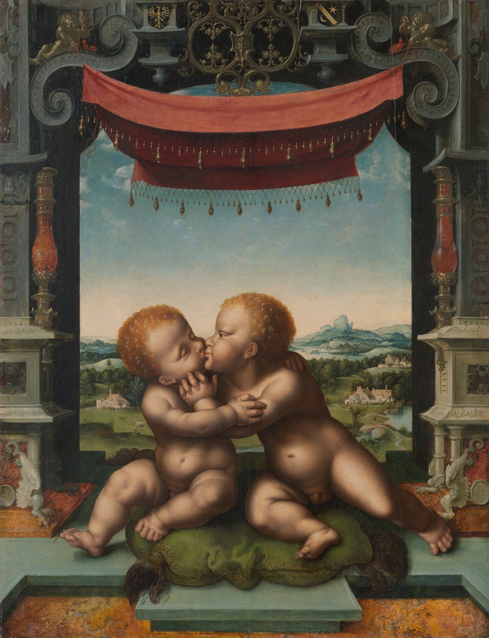 Bebekler Mesih ve Vaftizci Yahya Kucaklayan, 152025 by Joos van Cleve