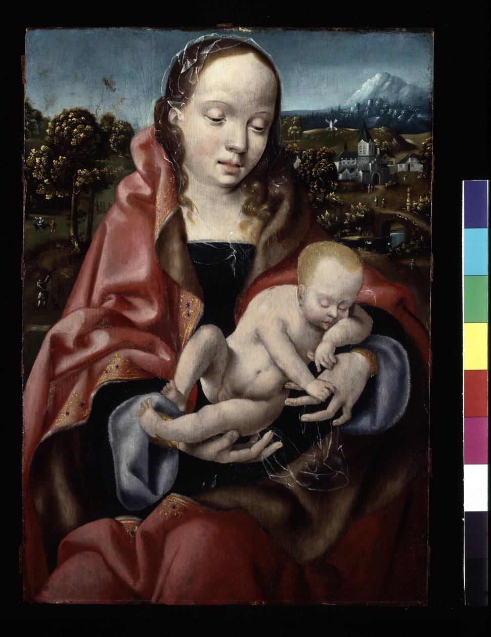 Bakire ve Uyuyan İsa Çocuk (ahşap üzerine yağlı boya) by Joos van Cleve