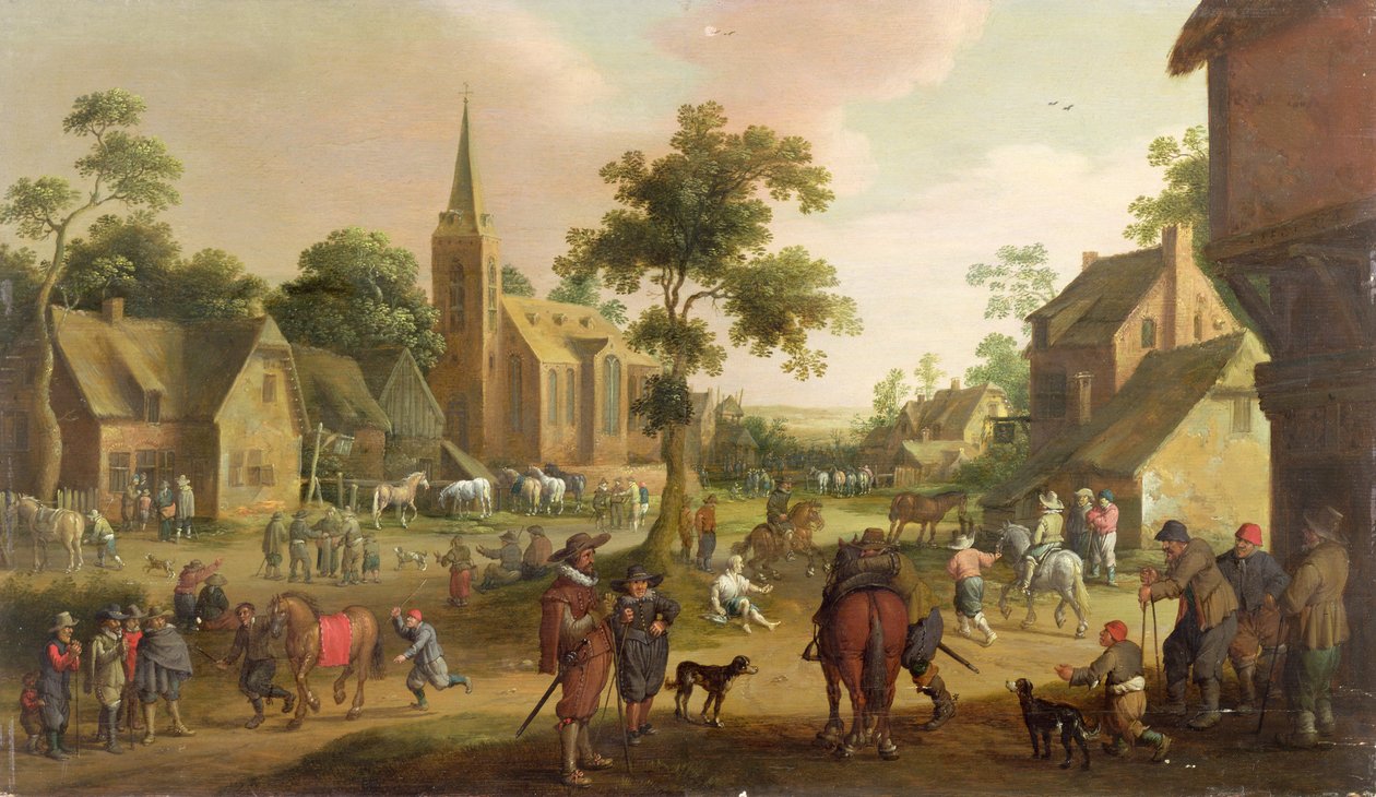 Bir Köyde Gezginler, Dilenciler ve At Koperleri by Joost Cornelisz. Droochsloot