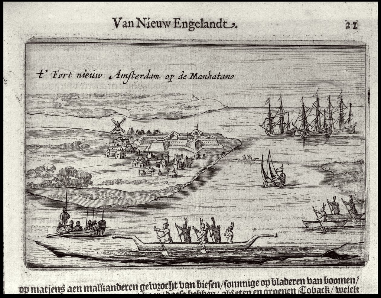 New Amsterdam manzarası, 1626-28 (bakır gravür) by Joost Hartgers