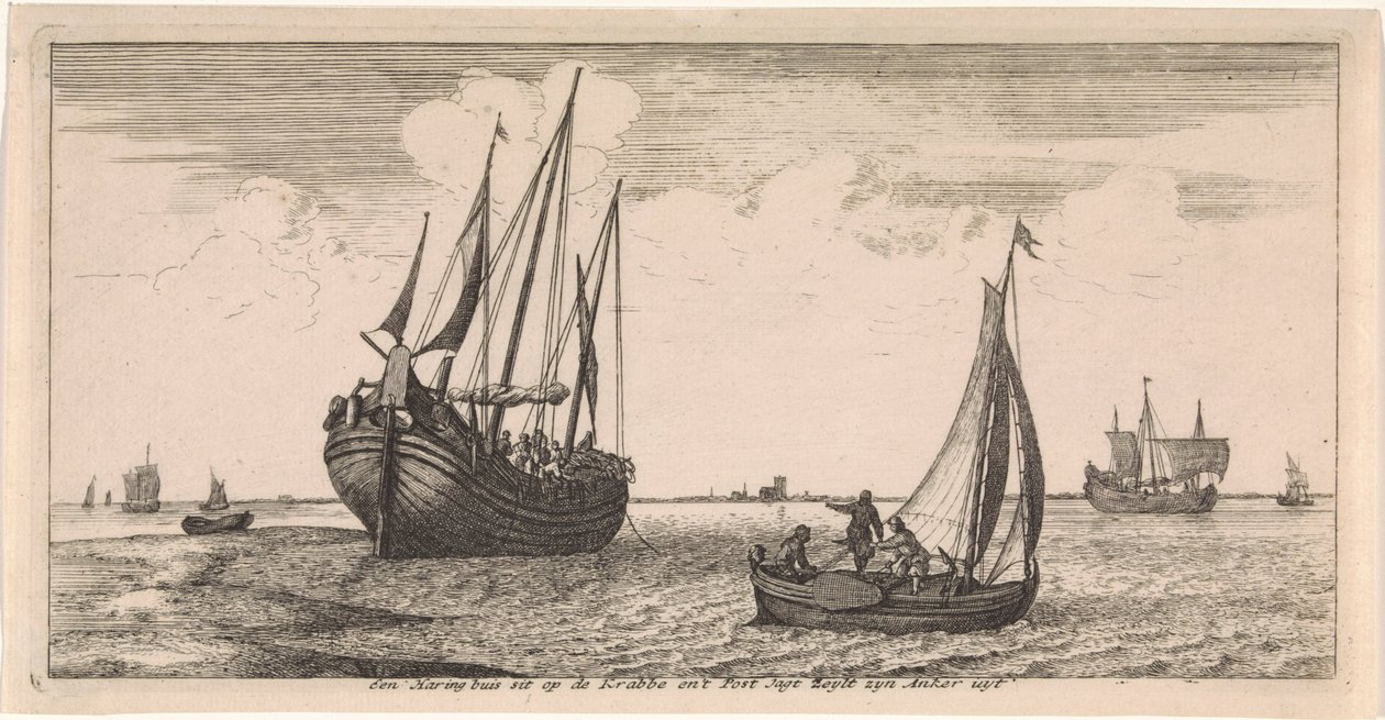 Posta teknesinin demirlenmesi Kartpostal (dizi adı) by Joost van Geel