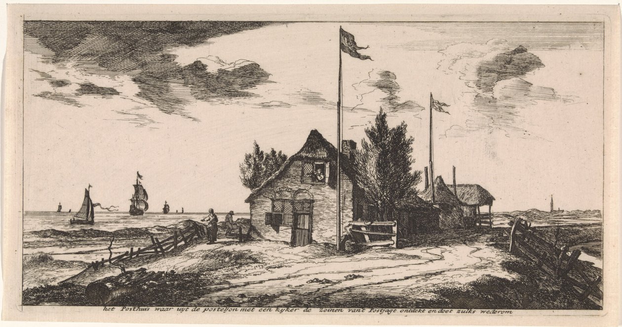Gözcü bir postacı ile postane Kartpostal (dizi adı) by Joost van Geel