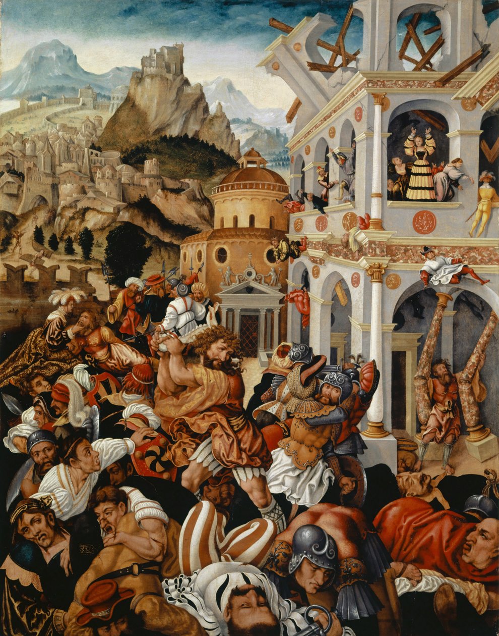 Samson'un hikayesi, c.1525-1530 (panel üzerine yağlı boya) by Jorg I Breu
