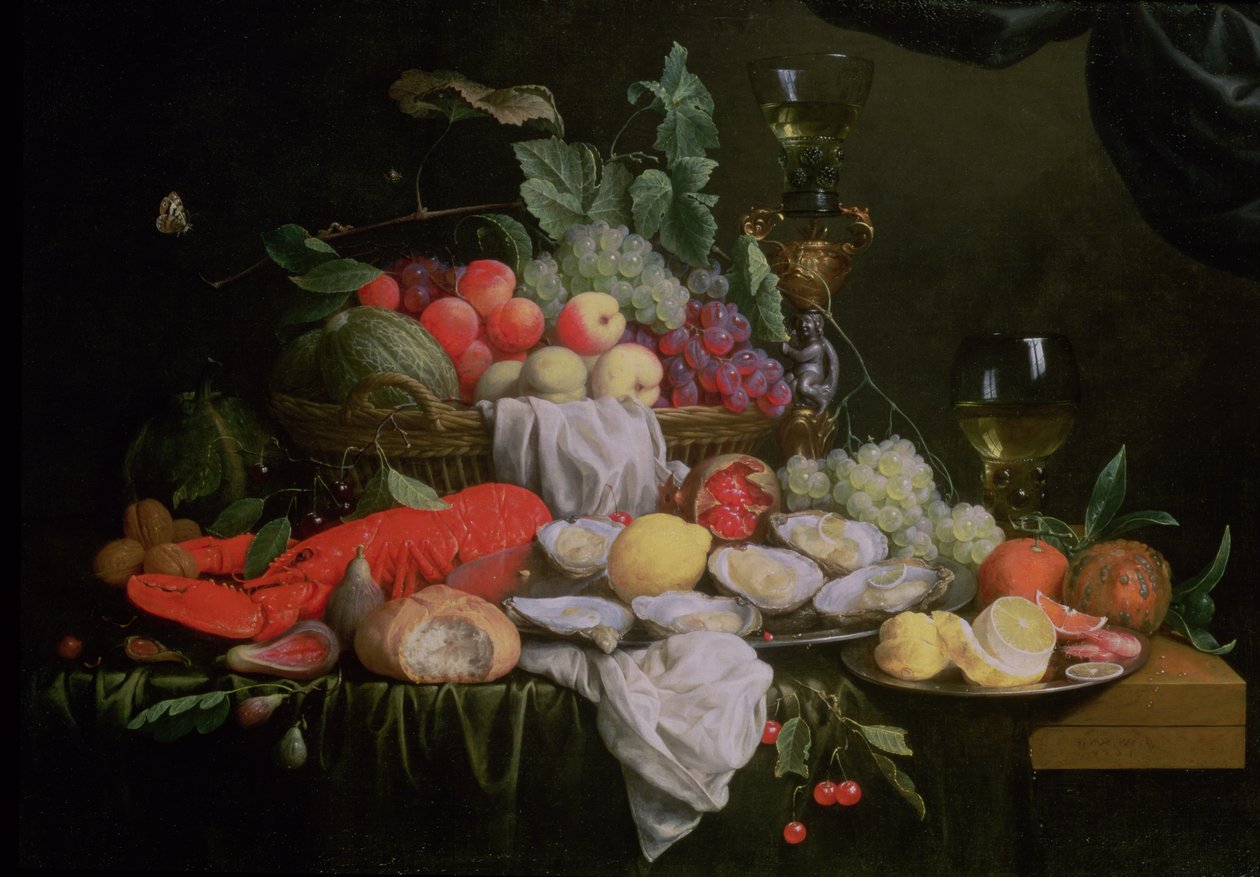 Limon, İstiridye, Istakoz ve Meyveli Natürmort, 1658 by Joris van Son