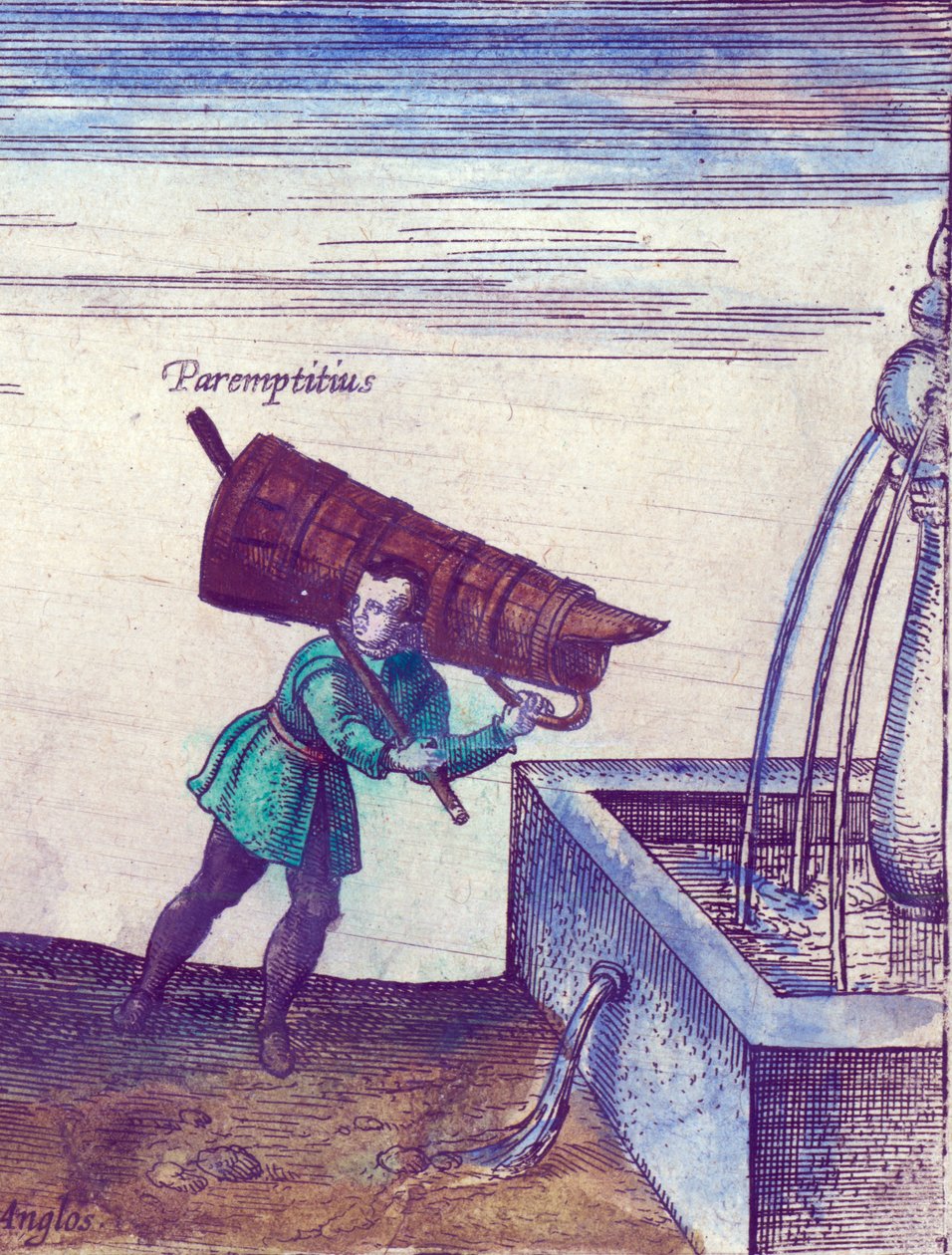 Bir çeşmeden su getiren bir çırak, 1598 el renkli bakır oyma detayı 324184 by Joris Hoefnagel