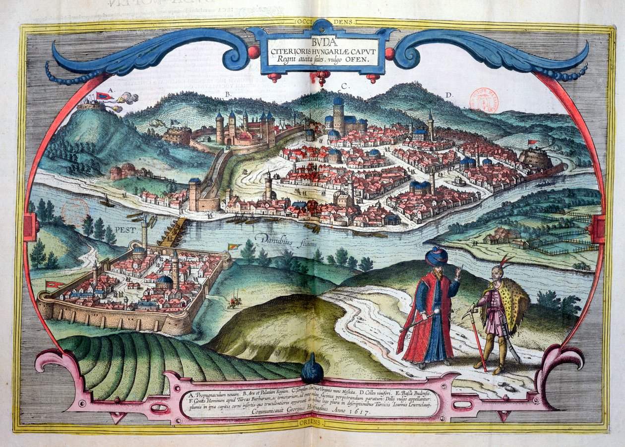 Türk işgali sırasında Budapeşte, Jan Jansson, Amsterdam, 1657 tarafından yayınlanan Georg Braun (1541-1622) tarafından 