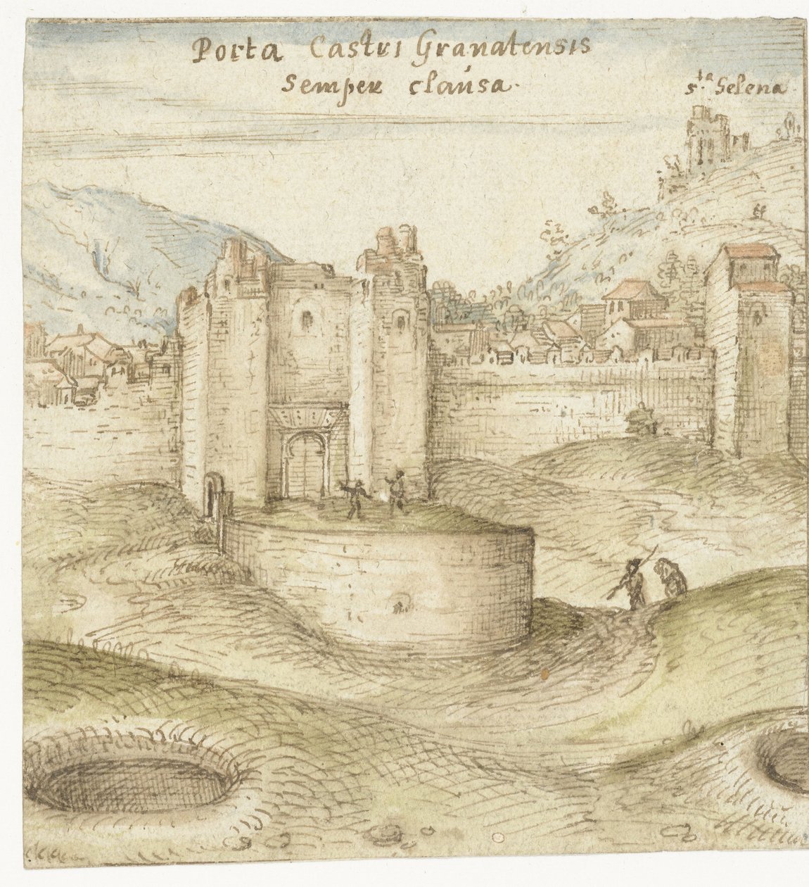 Granada'daki kalenin (Alhambra) kapalı kapısı by Joris Hoefnagel