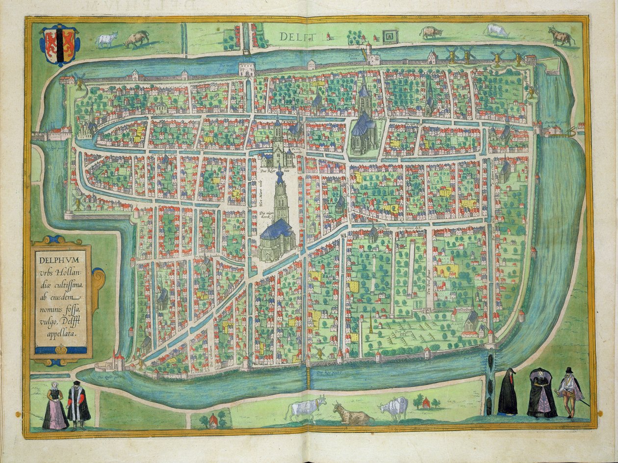 Delft Haritası, Georg Braun (1541-1622) ve Frans Hogenberg (1535-90) c.1572-1617 tarafından 