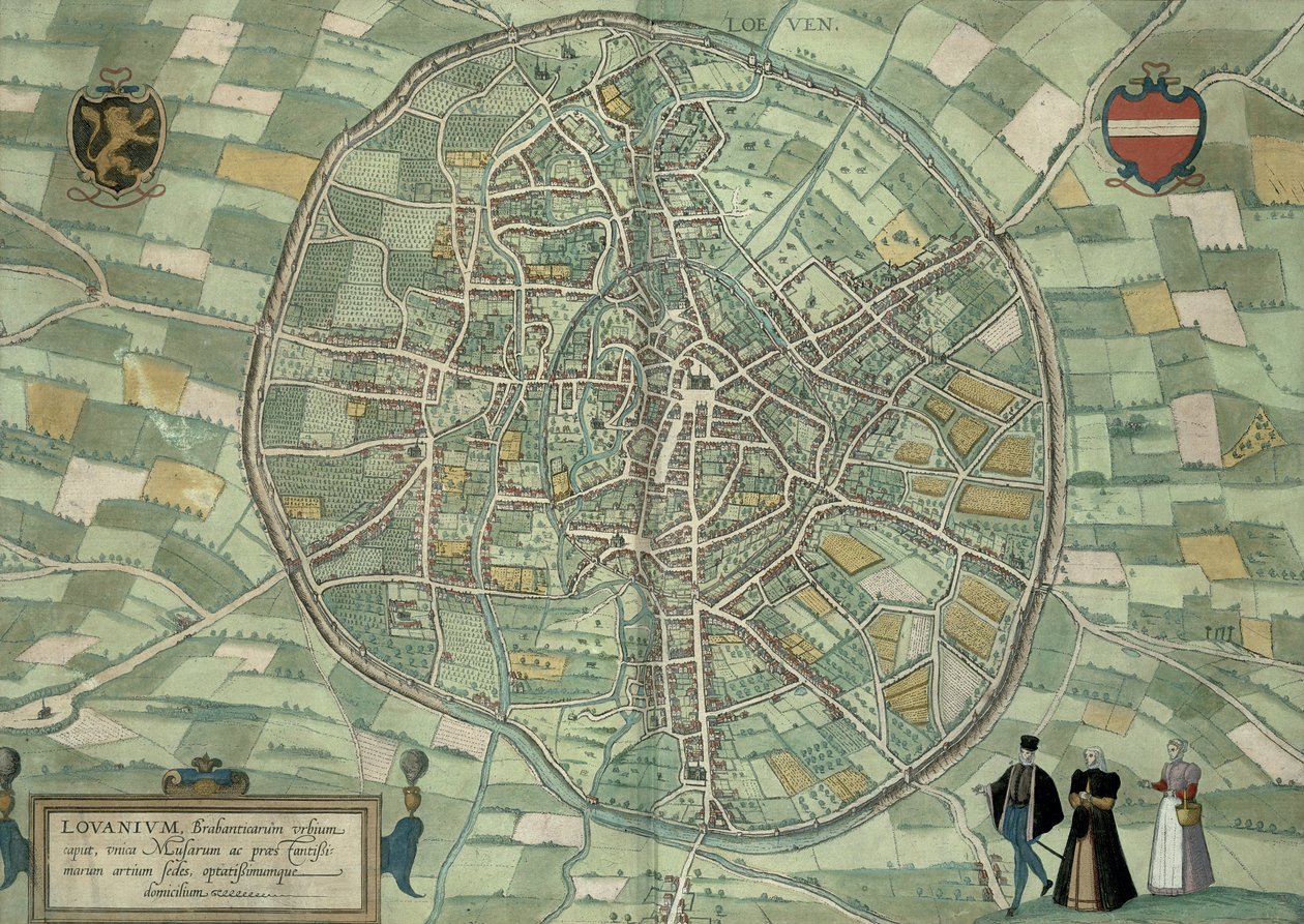 Louvain Haritası, Georg Braun (1541-1622) ve Frans Hogenberg (1535-90) c.1572-1617 tarafından 