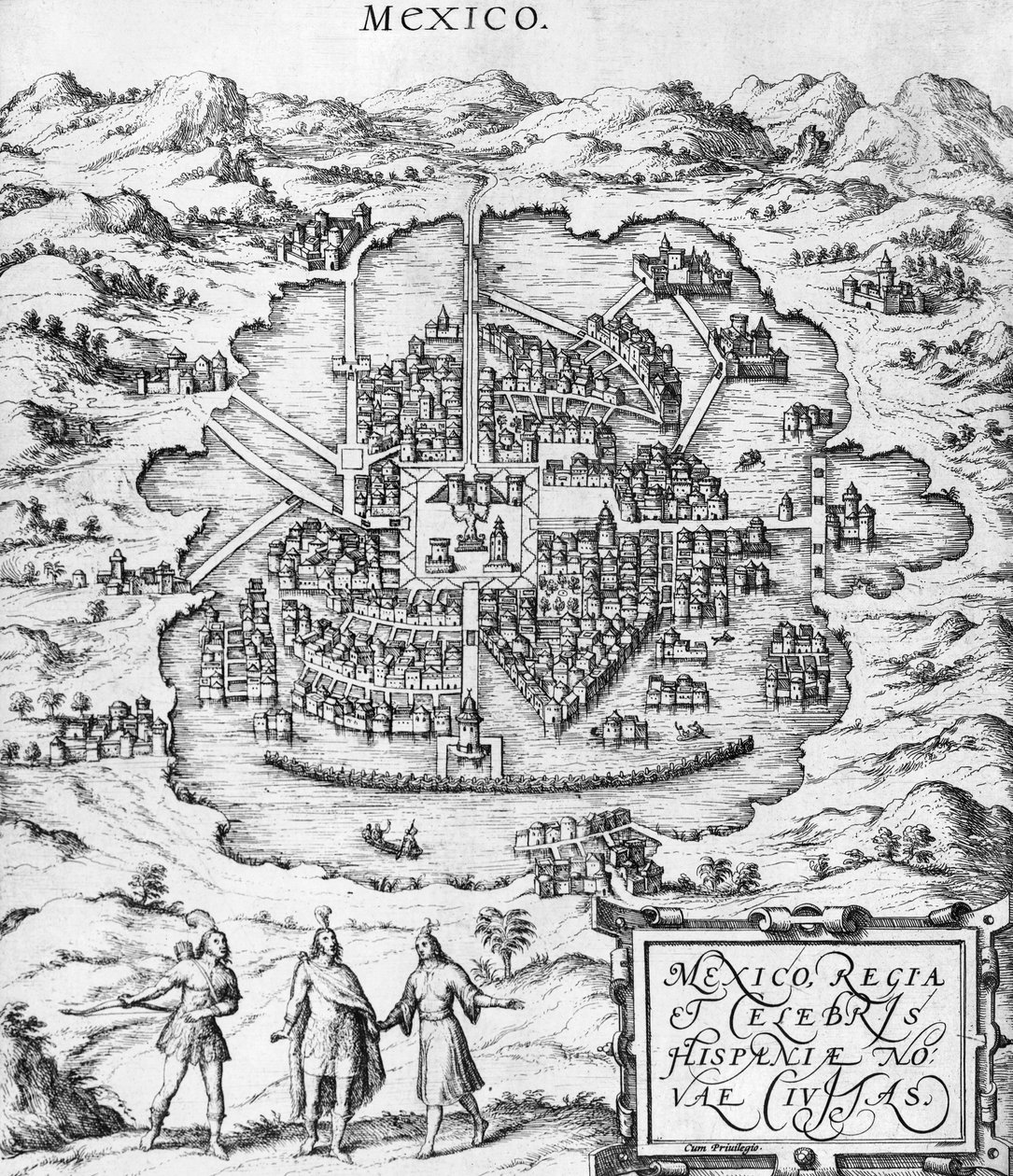 Meksika Haritası, Georg Braun (1541-1622) ve Frans Hogenberg (1535-90) c.1572 tarafından 