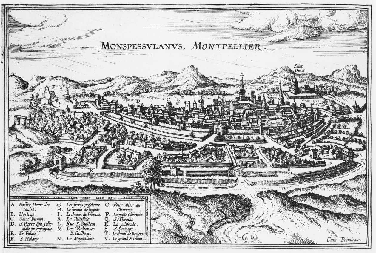 Montpellier Haritası, Georg Braun (1541-1622) ve Frans Hogenberg (1535-90) tarafından 