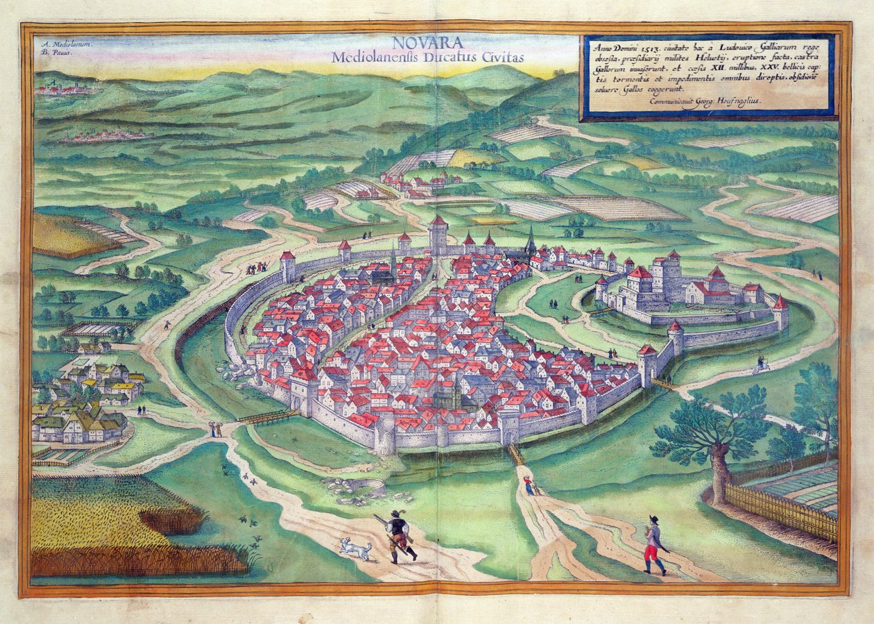 Novara Haritası, Georg Braun (1541-1622) ve Frans Hogenberg (1535-90) c.1572-1617 tarafından 