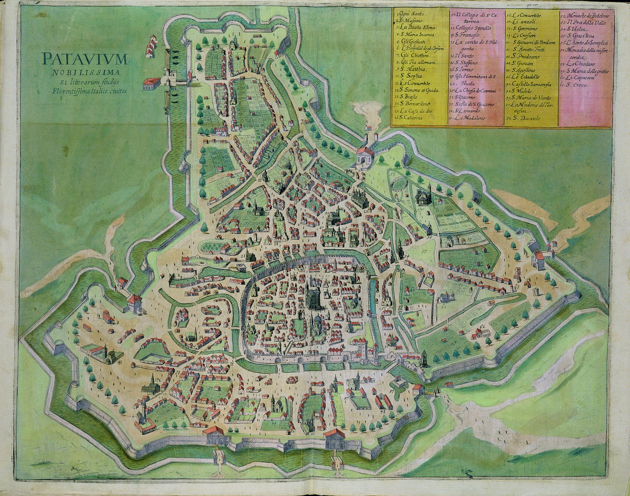 Padua Haritası, Georg Braun (1541-1622) ve Frans Hogenberg (1535-90) c.1572-1617 tarafından 