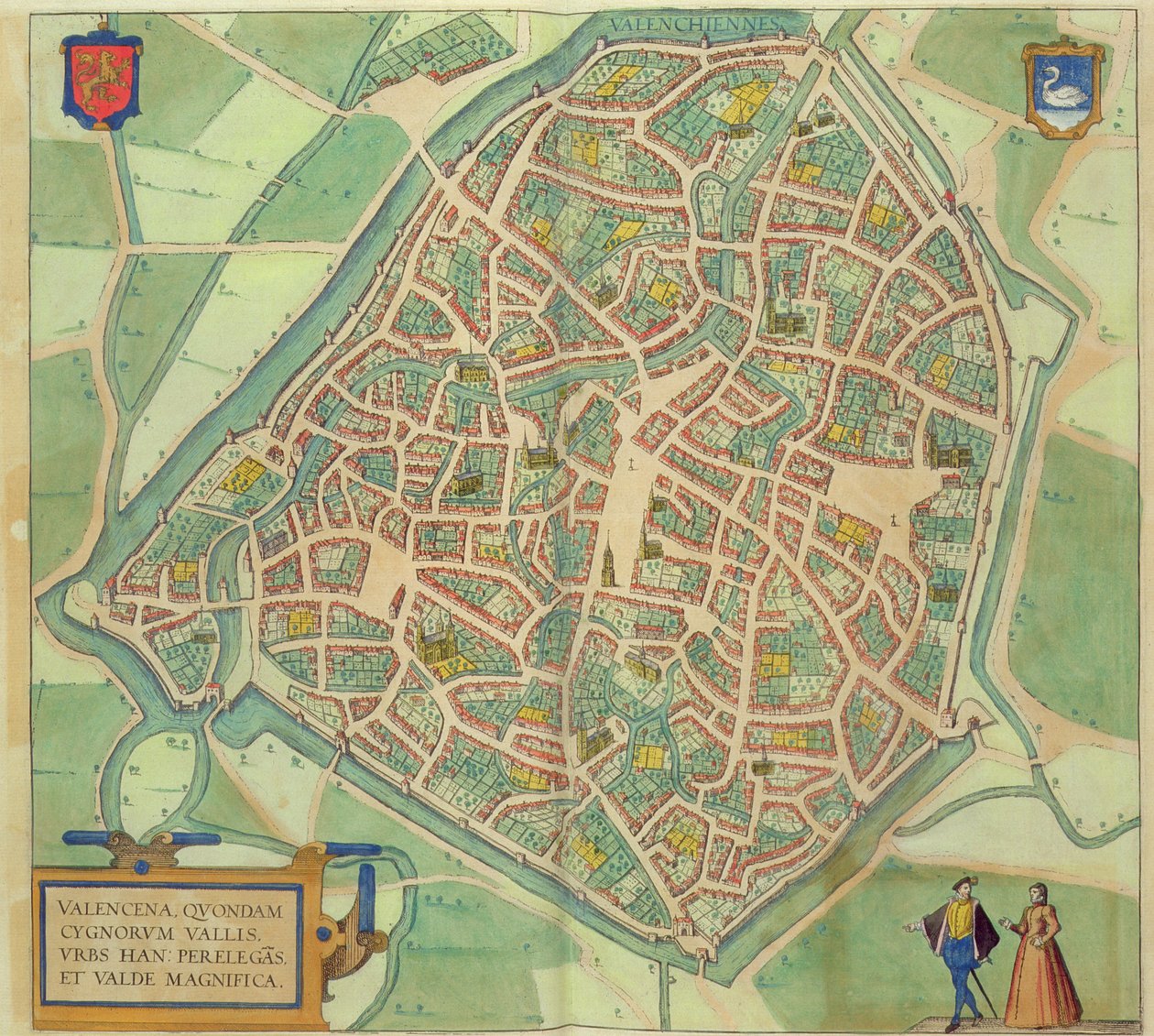 Valencia Haritası, Georg Braun (1541-1622) ve Frans Hogenberg (1535-90) c.1572-1617 tarafından 'Civitates Orbis Terrarum'dan by Joris Hoefnagel