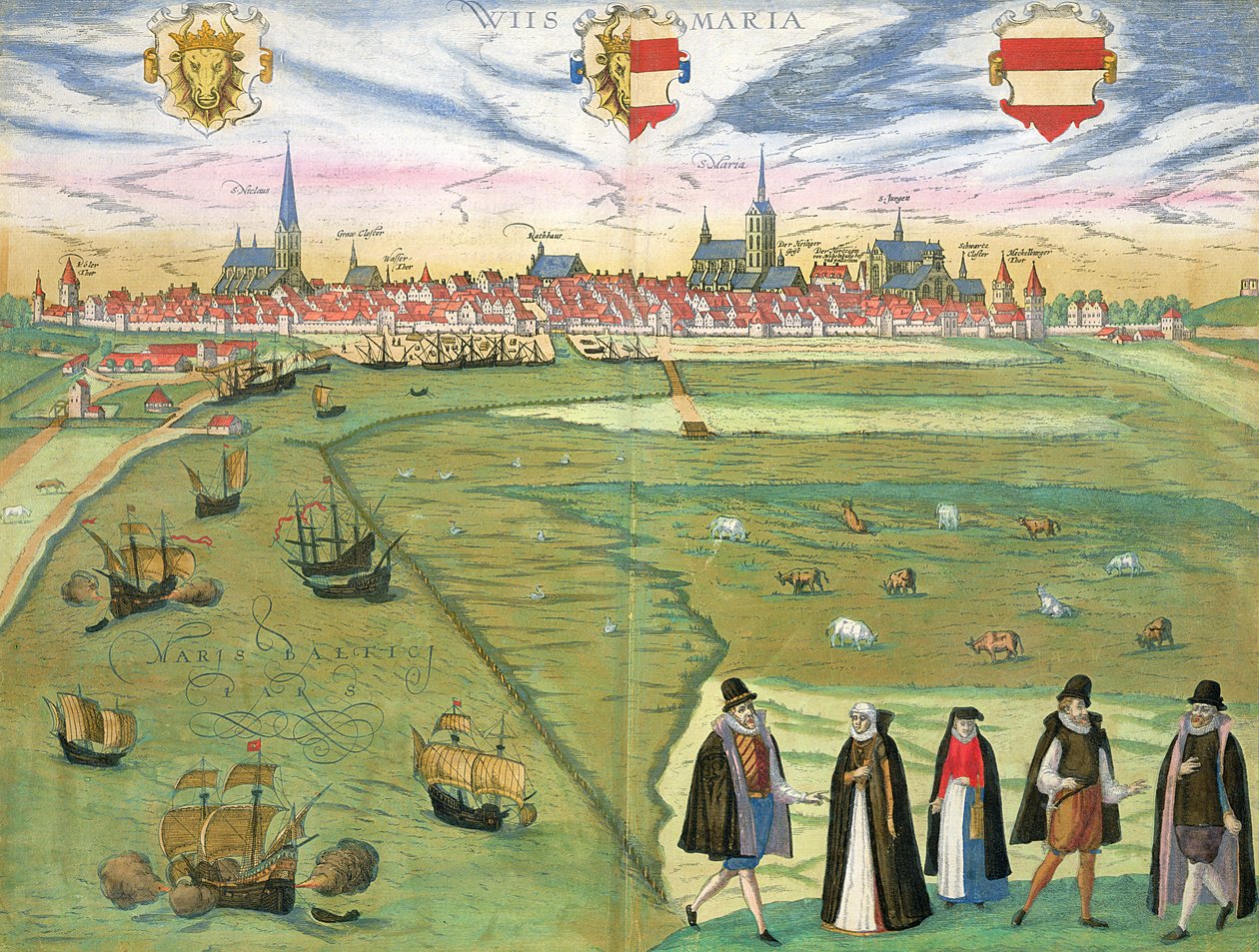 Wilnis Haritası, Georg Braun (1541-1622) ve Frans Hogenberg (1535-90) c.1572-1617 tarafından 