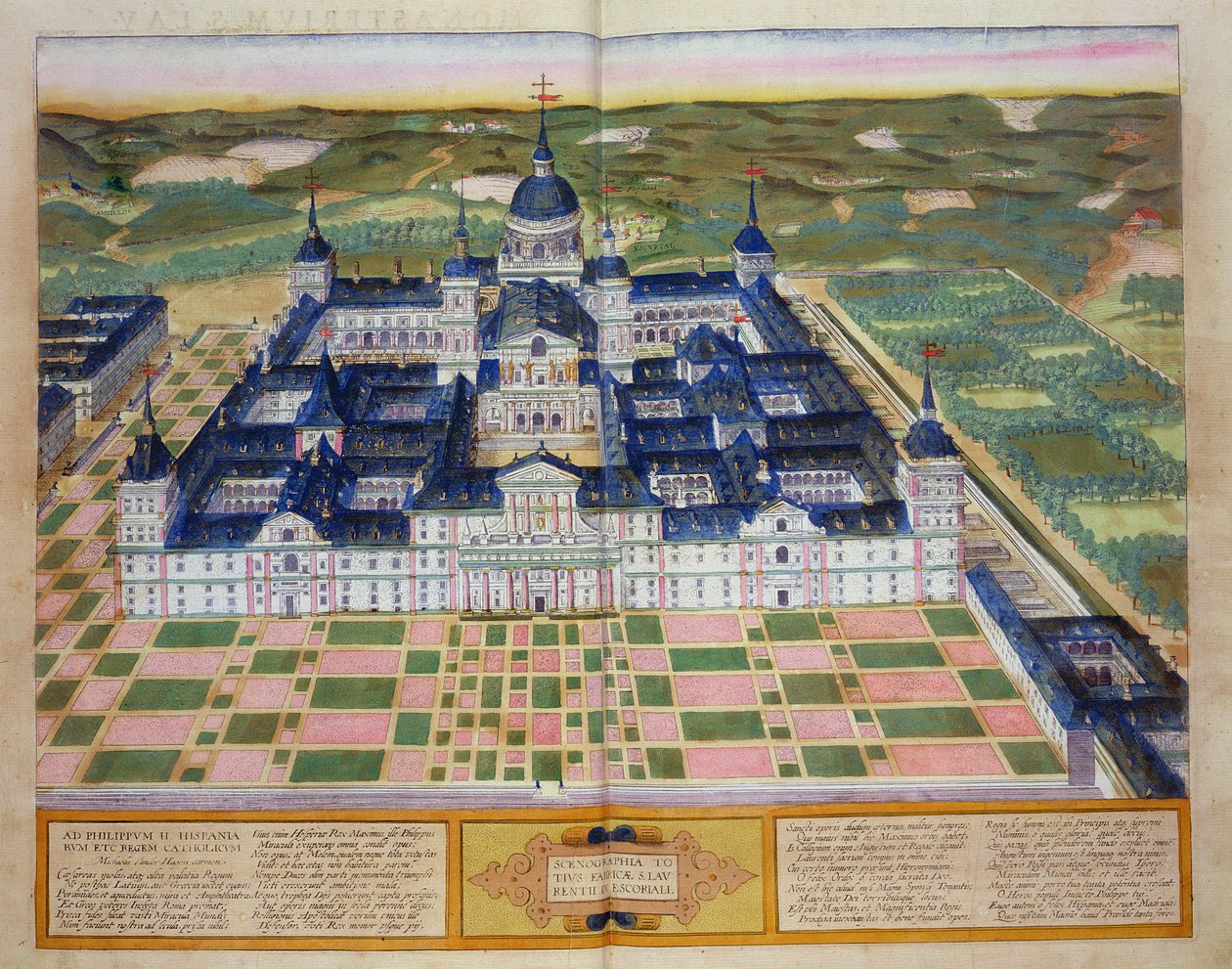 El Escorial Manastırı Planı, Georg Braun (1541-1622) ve Frans Hogenberg (1535-90), c.1572 tarafından 