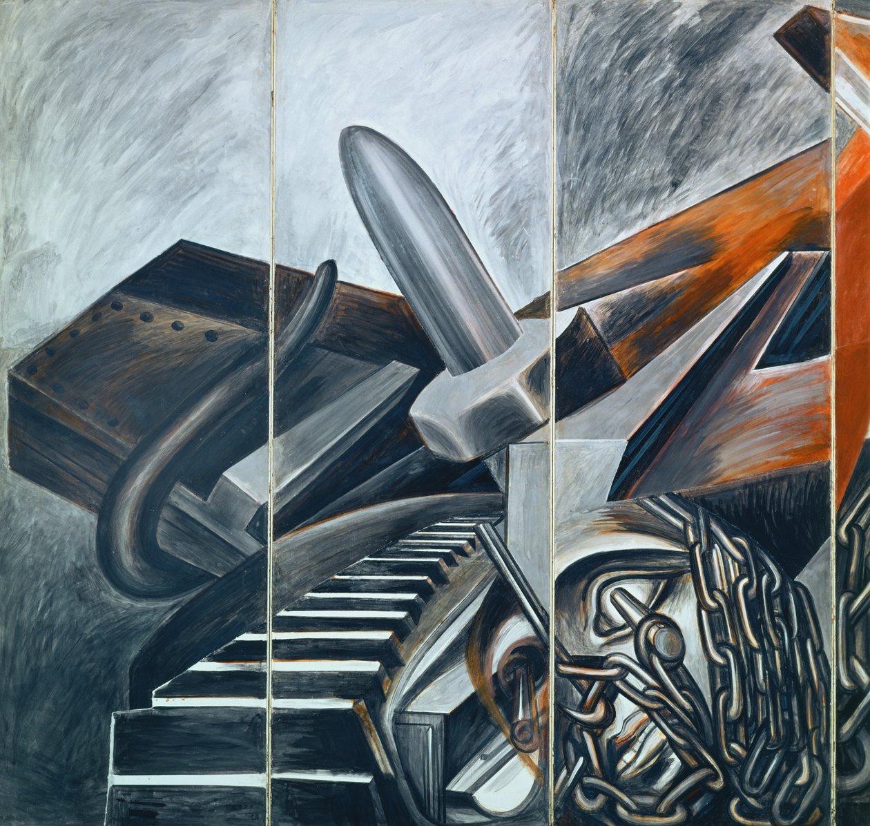 Dalış bombardıman uçağı ve Tank by José Clemente Orozco