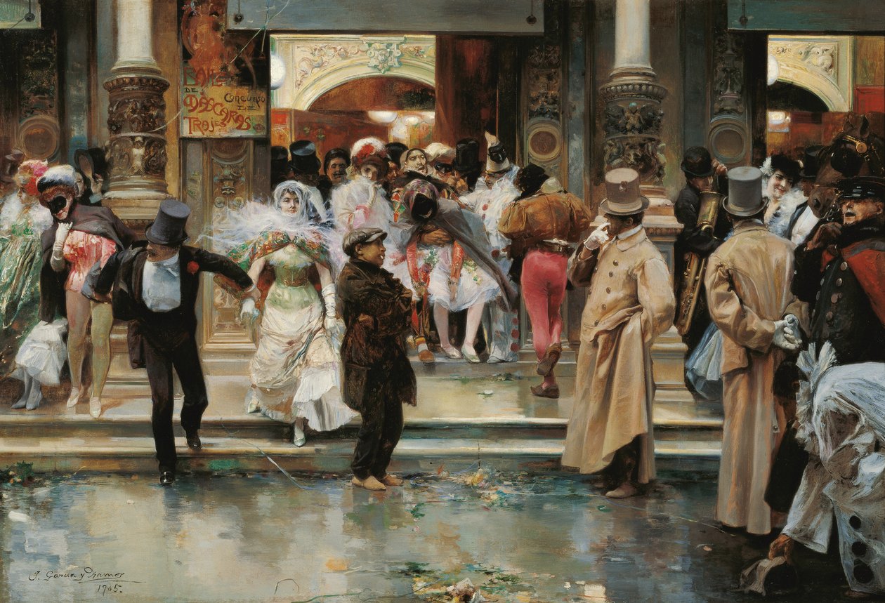 Maskeli Balodan Ayrılmak - Garcia y Ramos, Jose (1852-1912) - 1905 - Tuval üzerine yağlı boya - 70,5x104,1 - Museo Carmen Thyssen, Malaga by José García Ramos