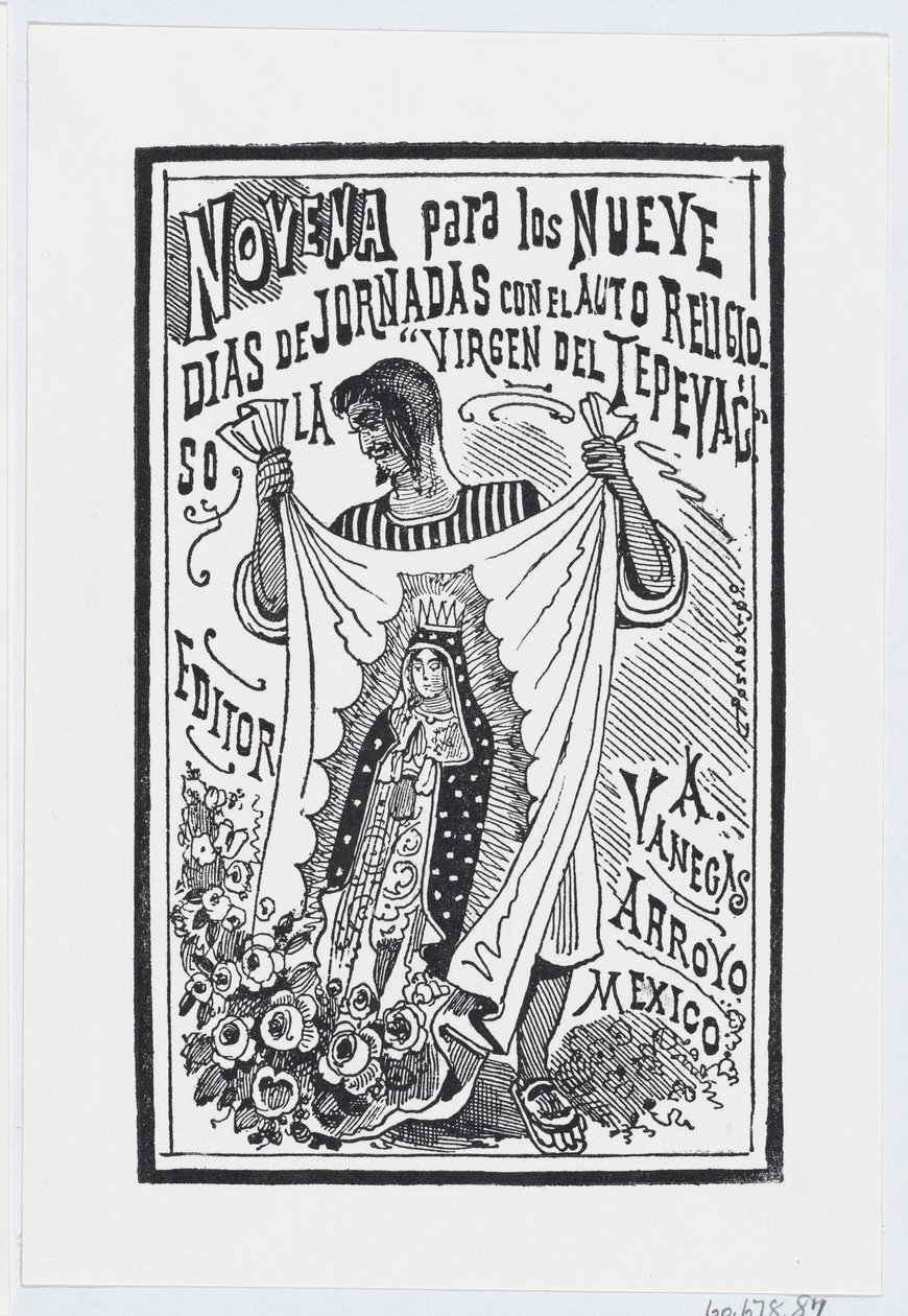 Bakire resmi olan bir kumaş parçasını tutan bir adam, illüstrasyon için ..., ca. 1880-1910. by José Guadalupe Posada
