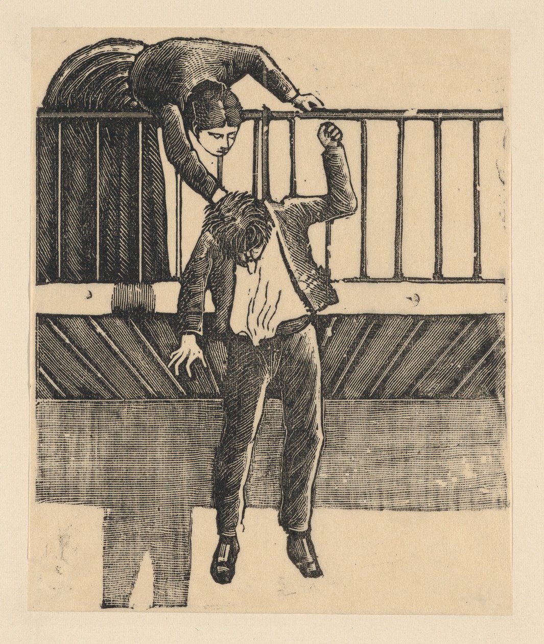 Kendini baloya asarak intihar eden bir adamı bulan bir kadın..., ca. 1900-1910. by José Guadalupe Posada
