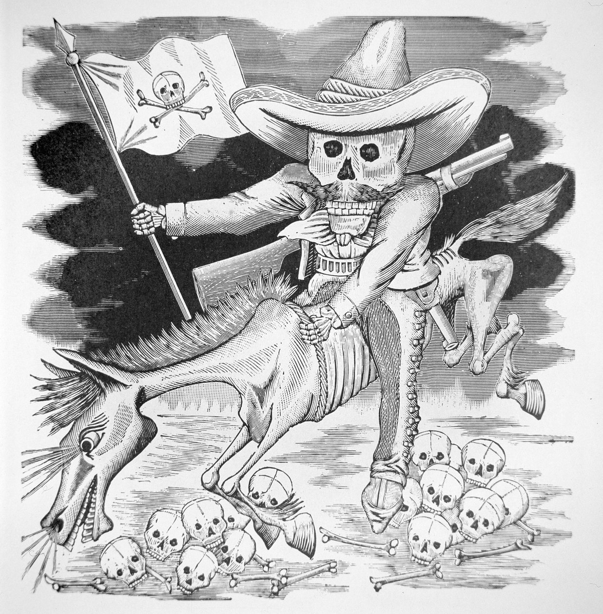 Zapatista kafatası, c.1910 (gravür) by José Guadalupe Posada