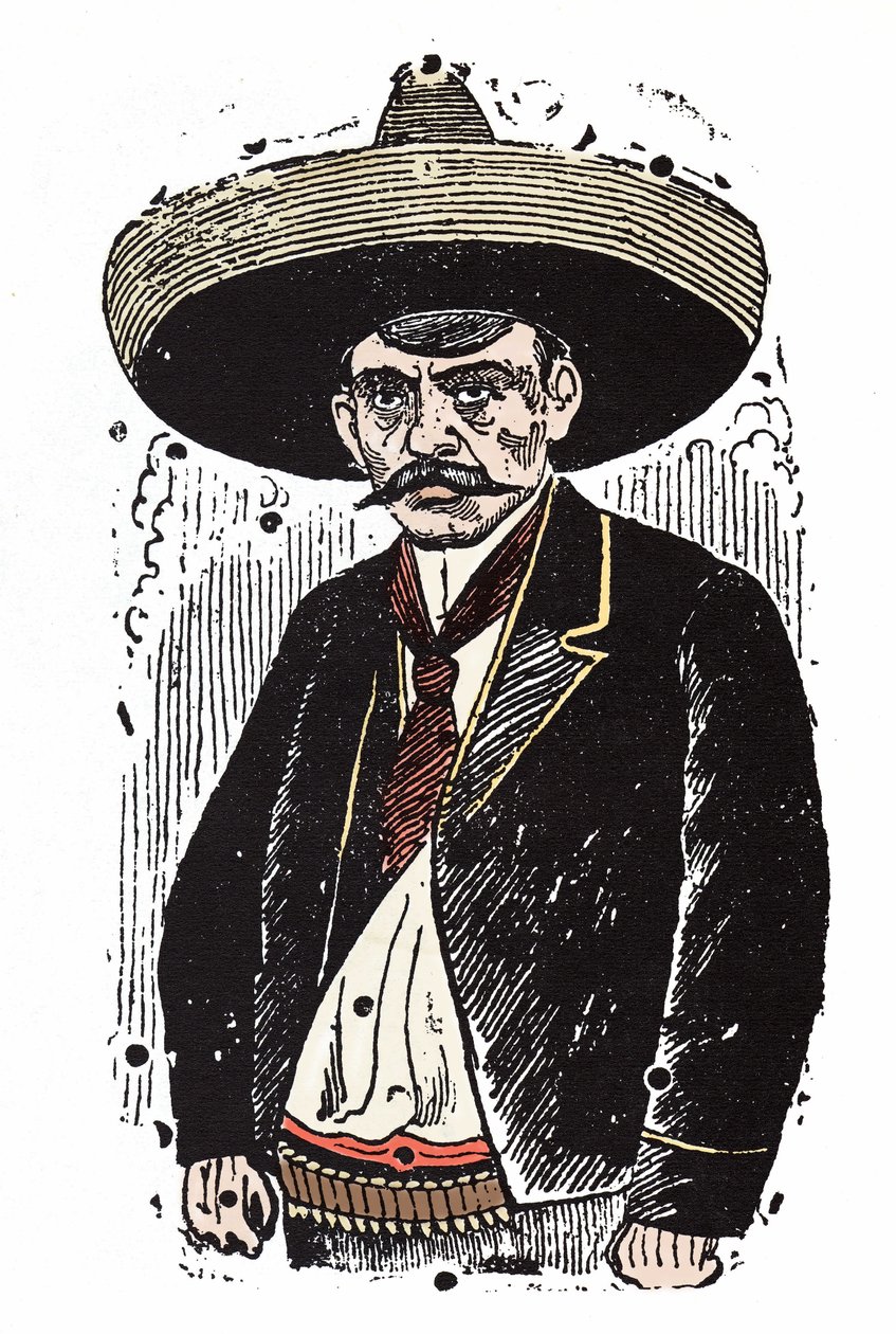 Emiliano Zapata (1880-1919), Meksikalı devrimci. Jose Guadalupe Posada (1852-1913) tarafından Xylography. by José Guadalupe Posada