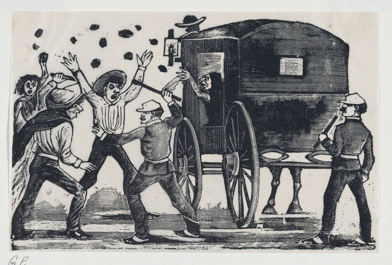 Bir at ve arabanın yanında kavga eden adamlar, ca. 1900-1910., ca. 1900-1910. by José Guadalupe Posada