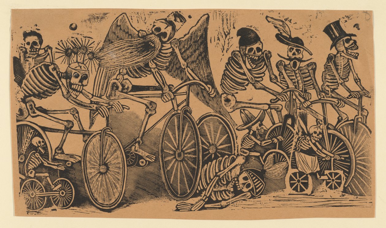 Bisiklete binen iskeletler, ca. 1900., ca. 1900. by José Guadalupe Posada