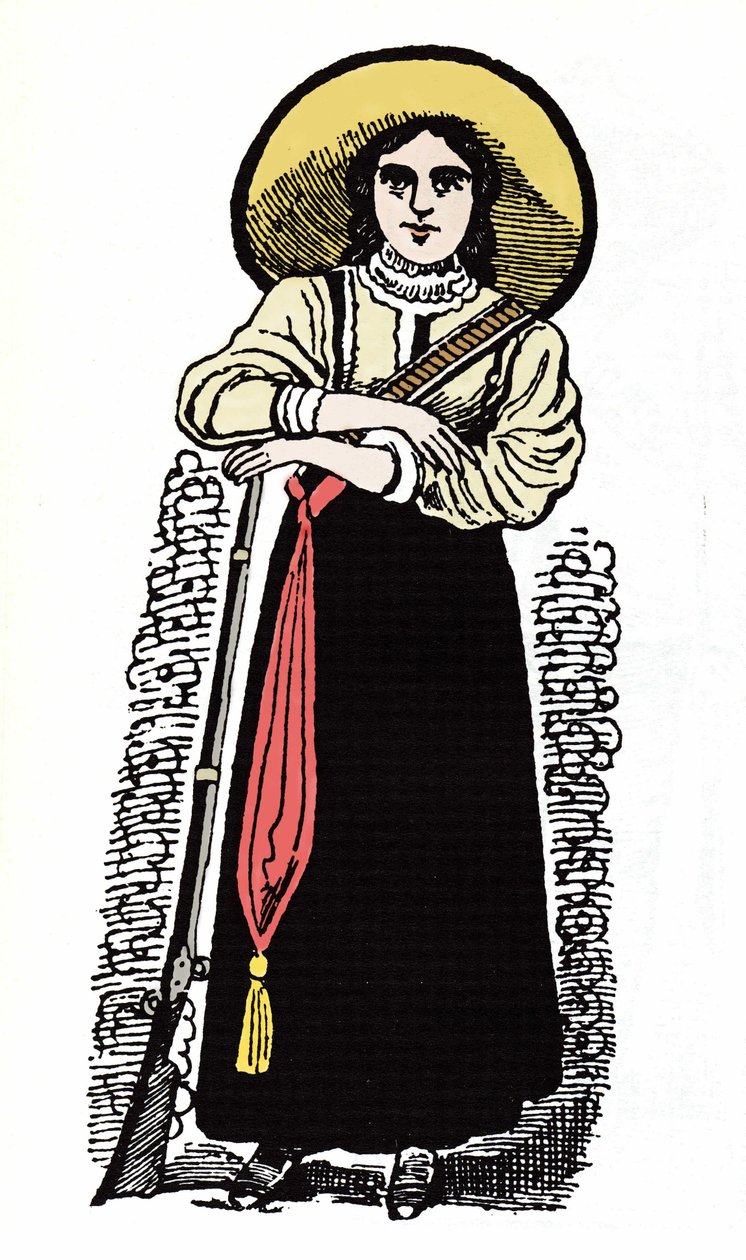 Meksika Devrimi (1910-1920): Meksikalı kadın asker. Jose Guadalupe Posada (1852-1913) tarafından Xylography. by José Guadalupe Posada
