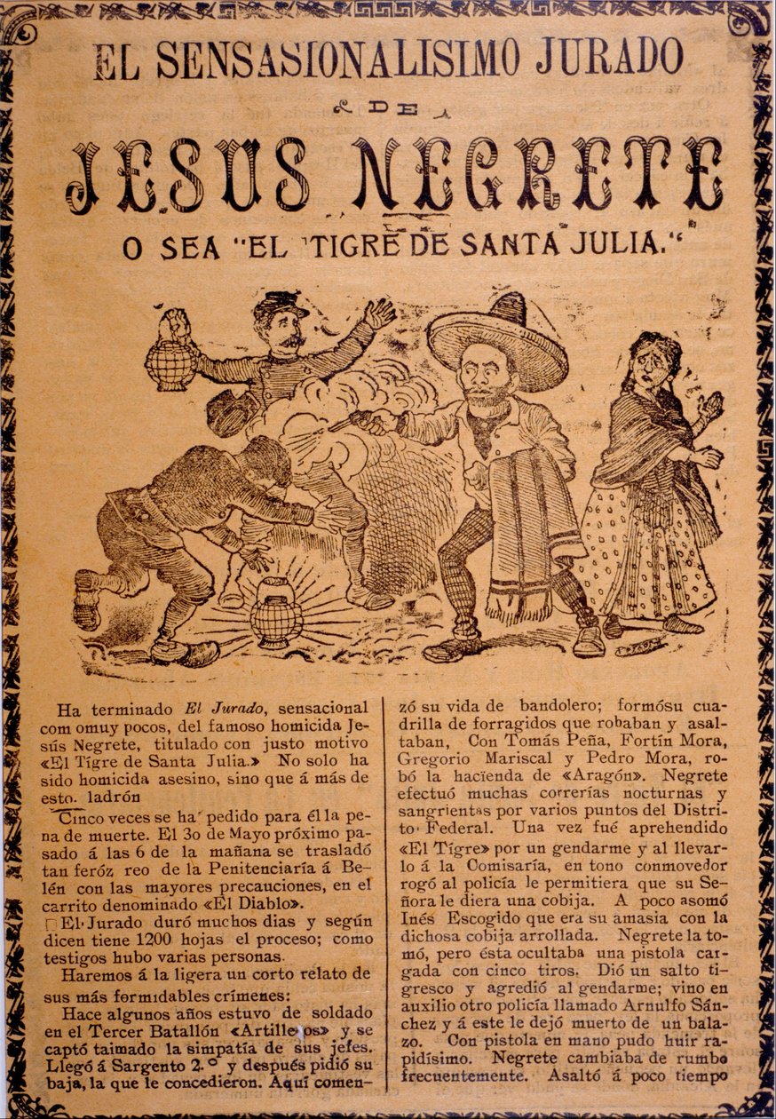 Jesús Black'in Sansasyonel Komplosu, namı diğer Santa Julia Kaplanı by José Guadalupe Posada