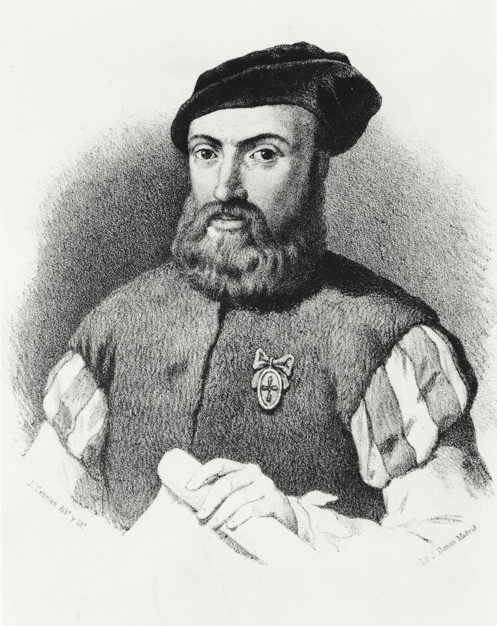 Ferdinand Macellan (c.1480-1521) (litografi) by Jose Cebrian Garcia
