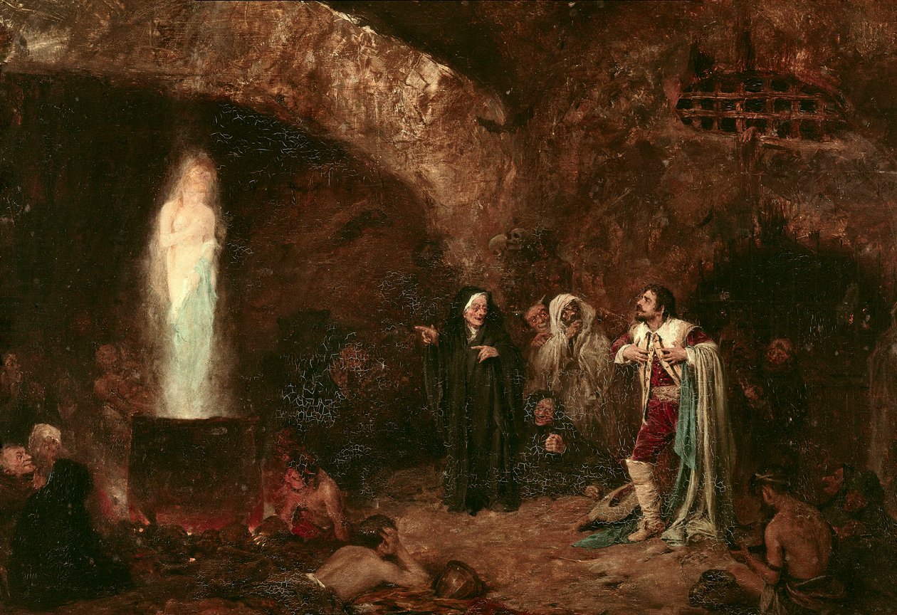 Johann Wolfgang von Goethe'nin (1749-1832) çalışması için "Cadılar veya Faust" illüstrasyonu (resim) by Jose Benlliure y Gil