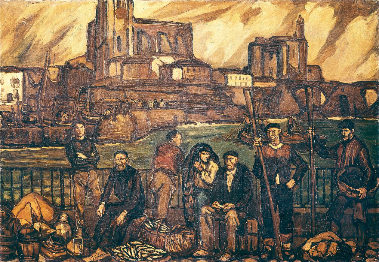 Balıkçıların Baskları (tuval üzerine yağlı boya) by Jose Gutierrez Solana