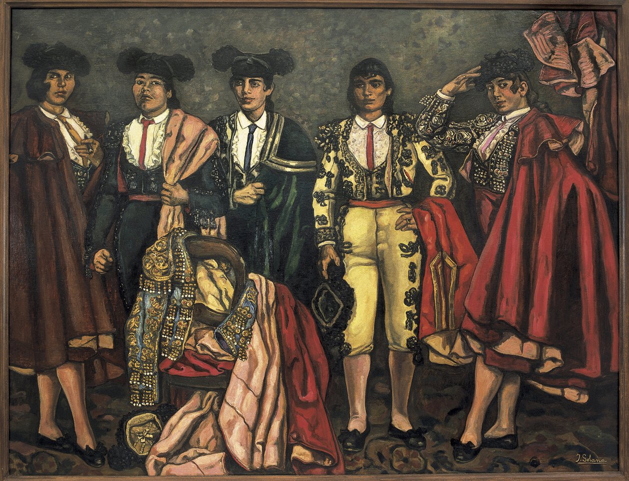 Genç boğa güreşçileri (kadın boğa güreşçileri). 1931 (tuval üzerine yağlı boya) by Jose Gutierrez Solana