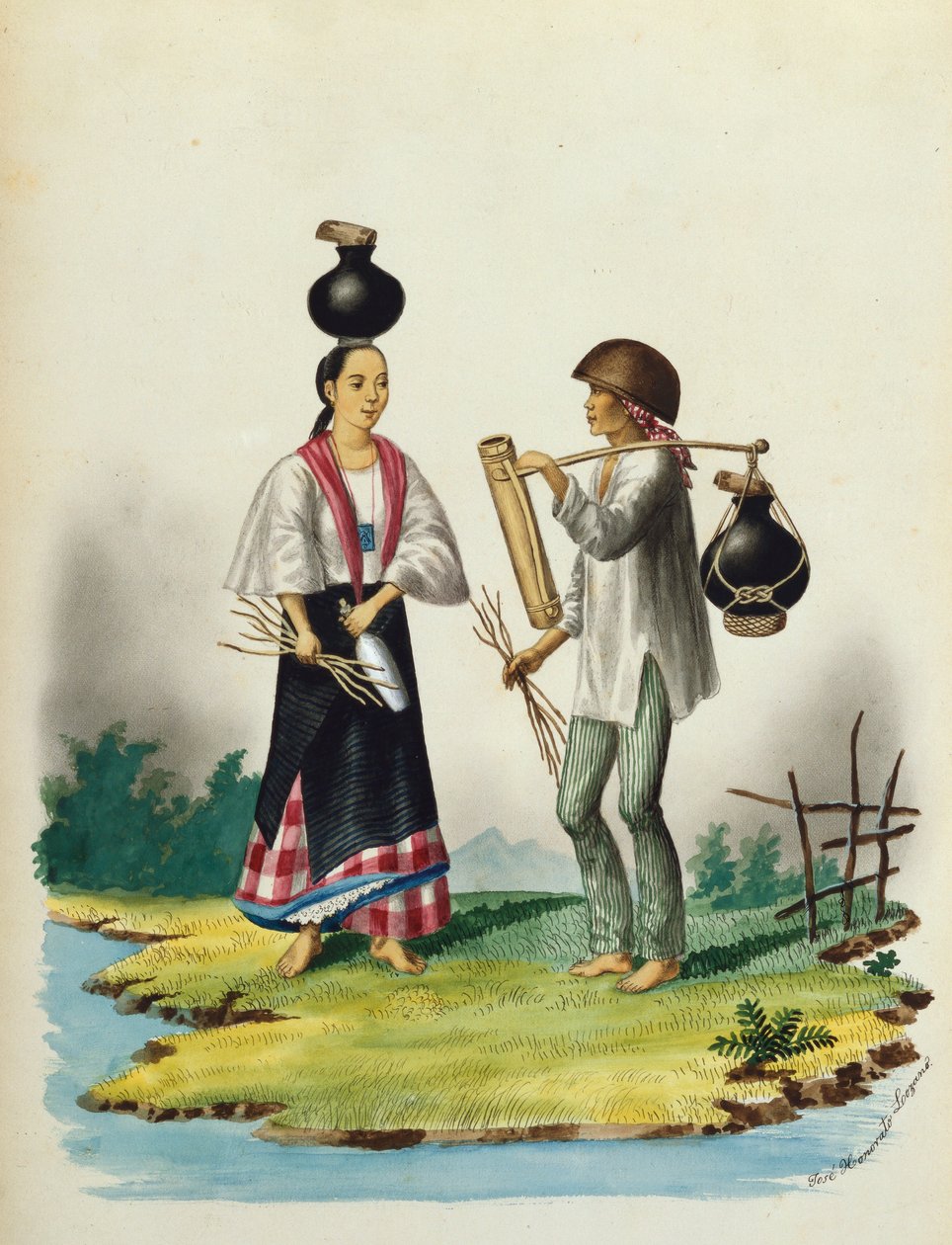 Manila ve Çevresi: Sütçüler (vücut boyacısı ile sulu boya) by Jose Honorato Lozano