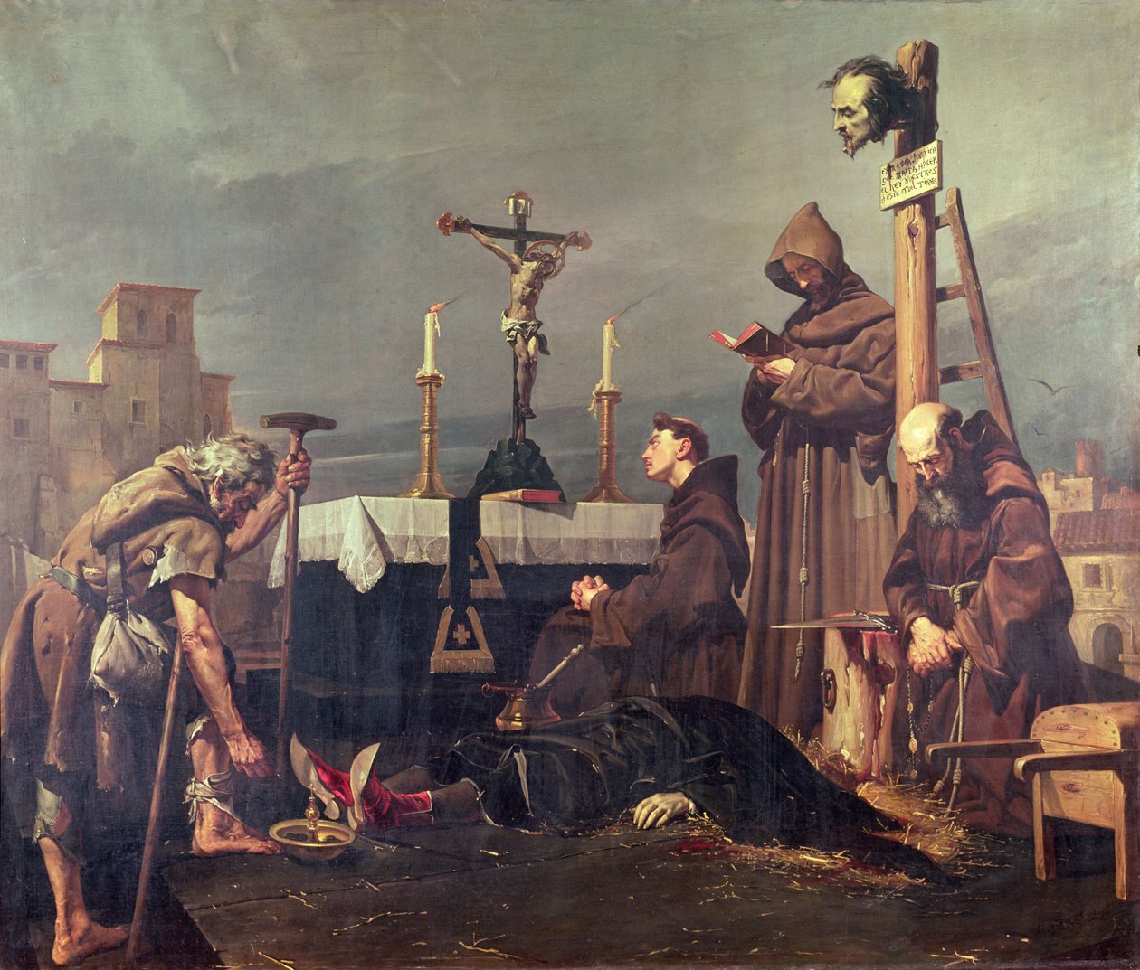 Don Alvaro de Luna'nın kafasının kesilmesi (tuval üzerine yağlı boya) by Jose Maria Rodriguez de Losada