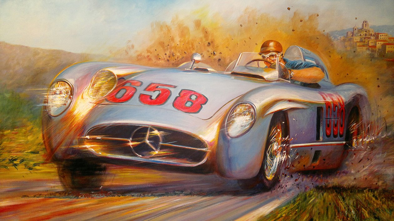 Mille Miglia'da Juan Manuel Fangio, Mercedes Benz 300 SL by Jose Maria Villafuerte