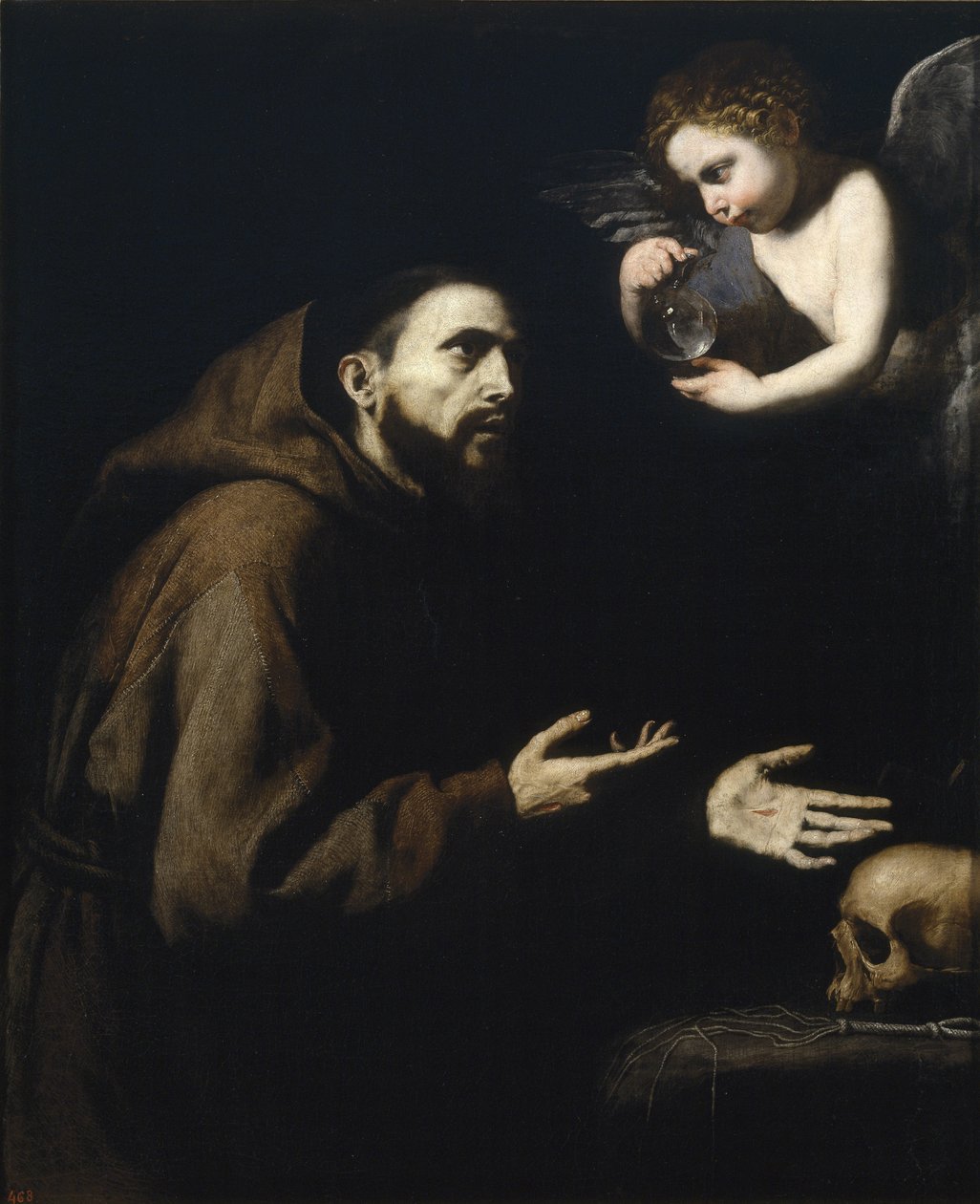 Assisili Francis ve su şişesi olan melek, 1636-1637 by Jose de Ribera