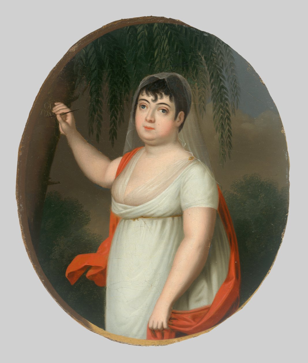 Ağacın yanında genç bir kadın. Anna Katarína Szirmayová, Horváth-Stansith doğumlu by Josef Czauczik